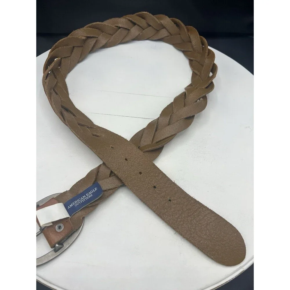 American Eagle Outfitters Women's Braided Belt Brown XL Adjustable Buckle